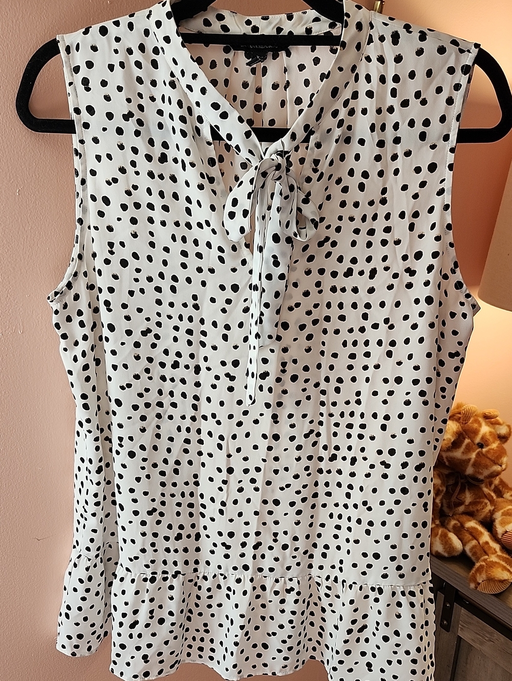 Banana Republic Sleeveless Tie-Neck Polka Dot Top